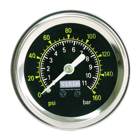 Sngl Needle Gauge,Blk Face,160 Psi,1.5